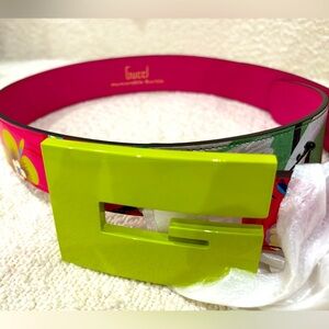 NWT GUCCI LIMITED EDITION BELT size 85 Memorable BUCKLE Calfskin Floral Heron